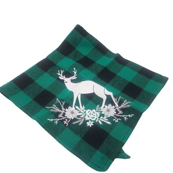 Christmas Dog Cat Plaid Bandanas 2 Pack Green Black Deer Floral Red Bird Scarfs - Picture 1 of 8